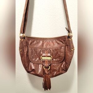 Juicy Couture Brown 100% Genuine Leather Shoulder Bag Adjustable Strap Bohemian